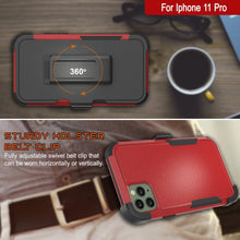 Charger l&#39;image dans la galerie, Punkcase for iPhone 11 Pro Belt Clip Multilayer Holster Case [Patron Series] [Red-Black] 
