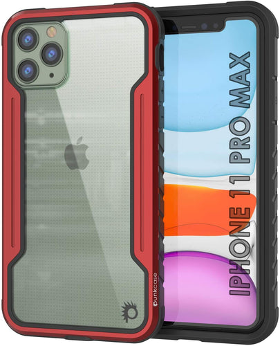 Punkcase iPhone 11 Pro Max ravenger Case Protective Military Grade Multilayer Cover [Red] (Color in image: Red)