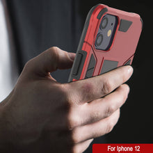 Charger l&#39;image dans la galerie, Punkcase iPhone 12 Case [ArmorShield Series] Military Style Protective Dual Layer Case Red (Color in image: Silver)

