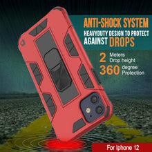 Charger l&#39;image dans la galerie, Punkcase iPhone 12 Case [ArmorShield Series] Military Style Protective Dual Layer Case Red (Color in image: black)
