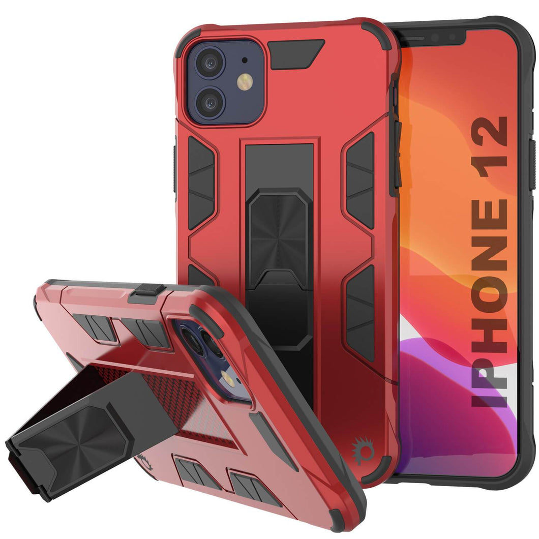 Punkcase iPhone 12 Case [ArmorShield Series] Military Style Protective Dual Layer Case Red (Color in image: red)
