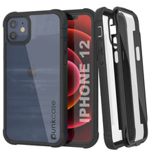 Charger l&#39;image dans la galerie, PunkCase iPhone 12 Case, [Spartan Series] Clear Rugged Heavy Duty Cover W/Built in Screen Protector [Black] (Color in image: Black)
