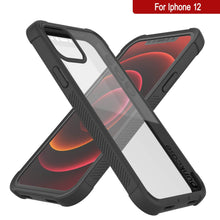 Charger l&#39;image dans la galerie, PunkCase iPhone 12 Mini Case, [Spartan Series] Clear Rugged Heavy Duty Cover W/Built in Screen Protector [Black] 
