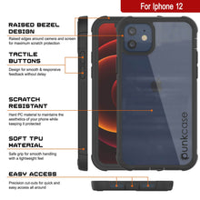 Charger l&#39;image dans la galerie, PunkCase iPhone 12 Case, [Spartan Series] Clear Rugged Heavy Duty Cover W/Built in Screen Protector [Black] (Color in image: purple)
