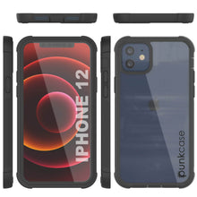 Charger l&#39;image dans la galerie, PunkCase iPhone 12 Case, [Spartan Series] Clear Rugged Heavy Duty Cover W/Built in Screen Protector [Black] 
