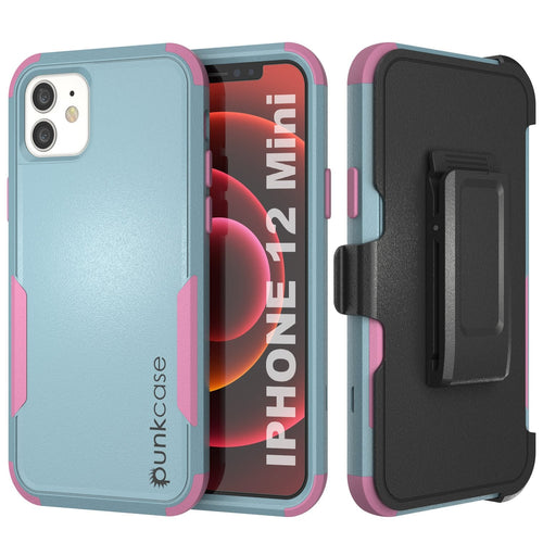 Punkcase for iPhone 12 Mini Belt Clip Multilayer Holster Case [Patron Series] [Mint-Pink] (Color in image: Mint-Pink)