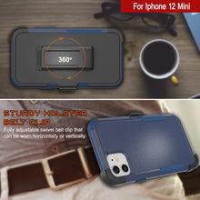 Charger l&#39;image dans la galerie, Punkcase for iPhone 12 Mini Belt Clip Multilayer Holster Case [Patron Series] [Navy] 
