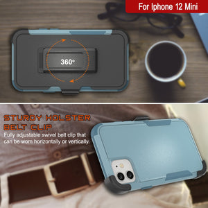 Punkcase for iPhone 12 Mini Belt Clip Multilayer Holster Case [Patron Series] [Mint] 