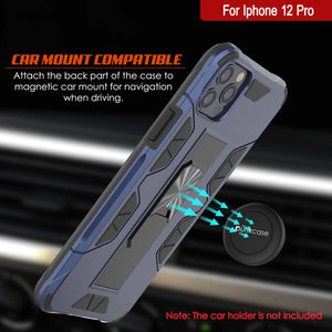Punkcase iPhone 12 Pro Case [ArmorShield Series] Military Style Protective Dual Layer Case Navy-Blue (Color in image: Silver)