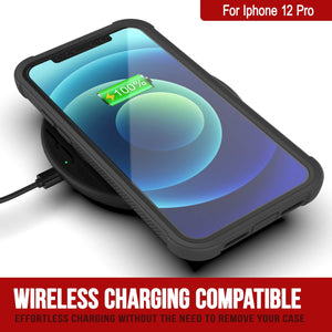 PunkCase iPhone 12 Pro Case, [Spartan Series] Clear Rugged Heavy Duty Cover W/Built in Screen Protector [Black] (Color in image: teal)