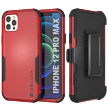 Charger l&#39;image dans la galerie, Punkcase for iPhone 12 Pro Max Belt Clip Multilayer Holster Case [Patron Series] [Red-Black] (Color in image: Red-Black)
