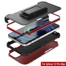 Charger l&#39;image dans la galerie, Punkcase for iPhone 12 Pro Max Belt Clip Multilayer Holster Case [Patron Series] [Red-Black] 
