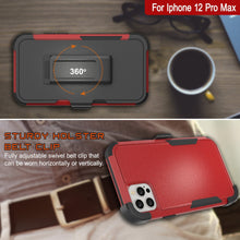 Charger l&#39;image dans la galerie, Punkcase for iPhone 12 Pro Max Belt Clip Multilayer Holster Case [Patron Series] [Red-Black] 
