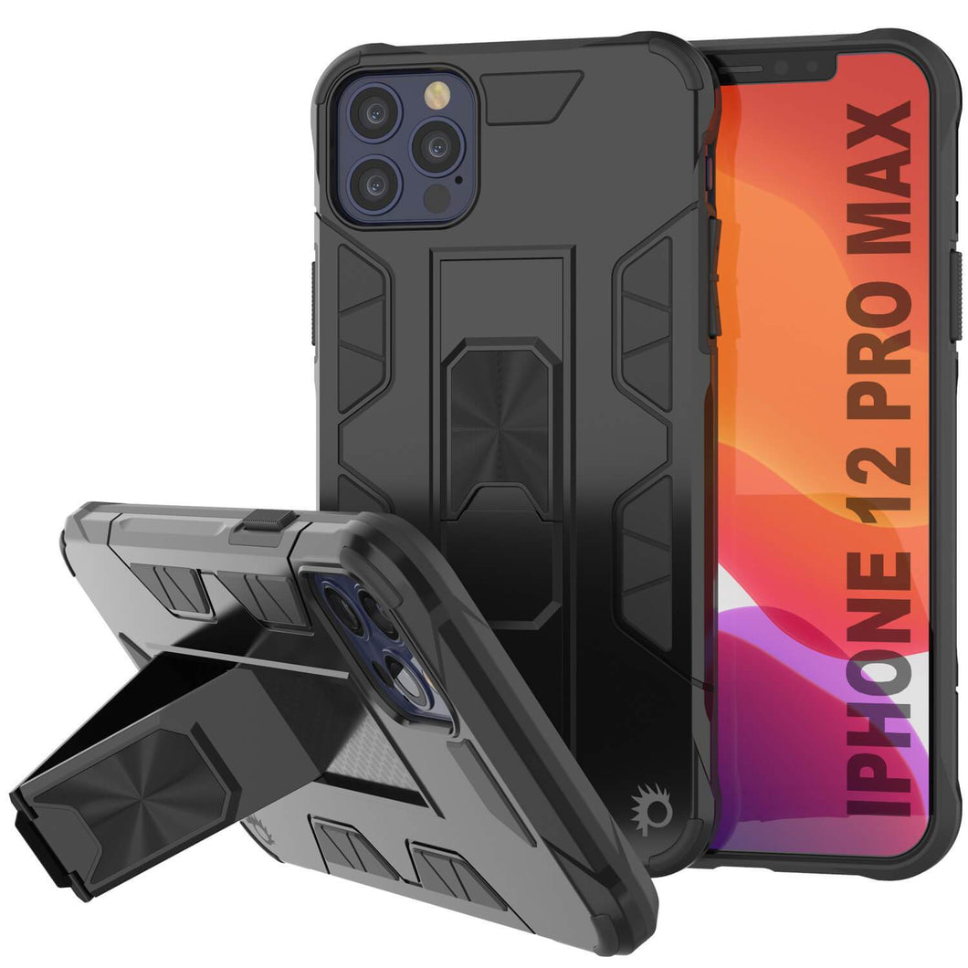 Punkcase iPhone 12 Pro Max Case [ArmorShield Series] Military Style Protective Dual Layer Case Black (Color in image: black)