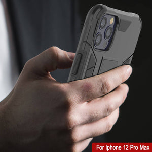 Punkcase iPhone 12 Pro Max Case [ArmorShield Series] Military Style Protective Dual Layer Case Black (Color in image: red)