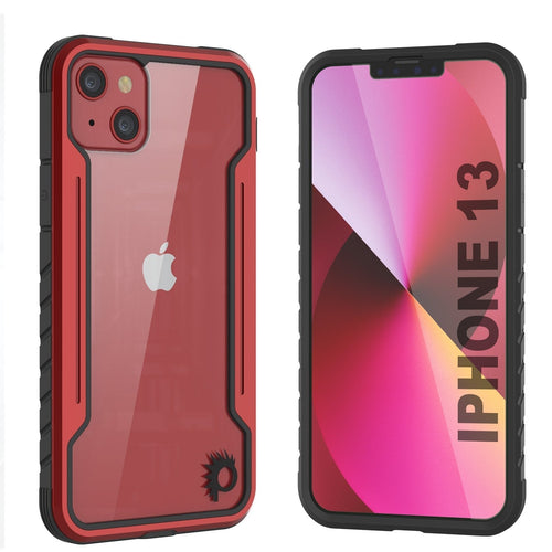 Punkcase iPhone 13 ravenger Case Protective Military Grade Multilayer Cover [Red] (Color in image: Red)