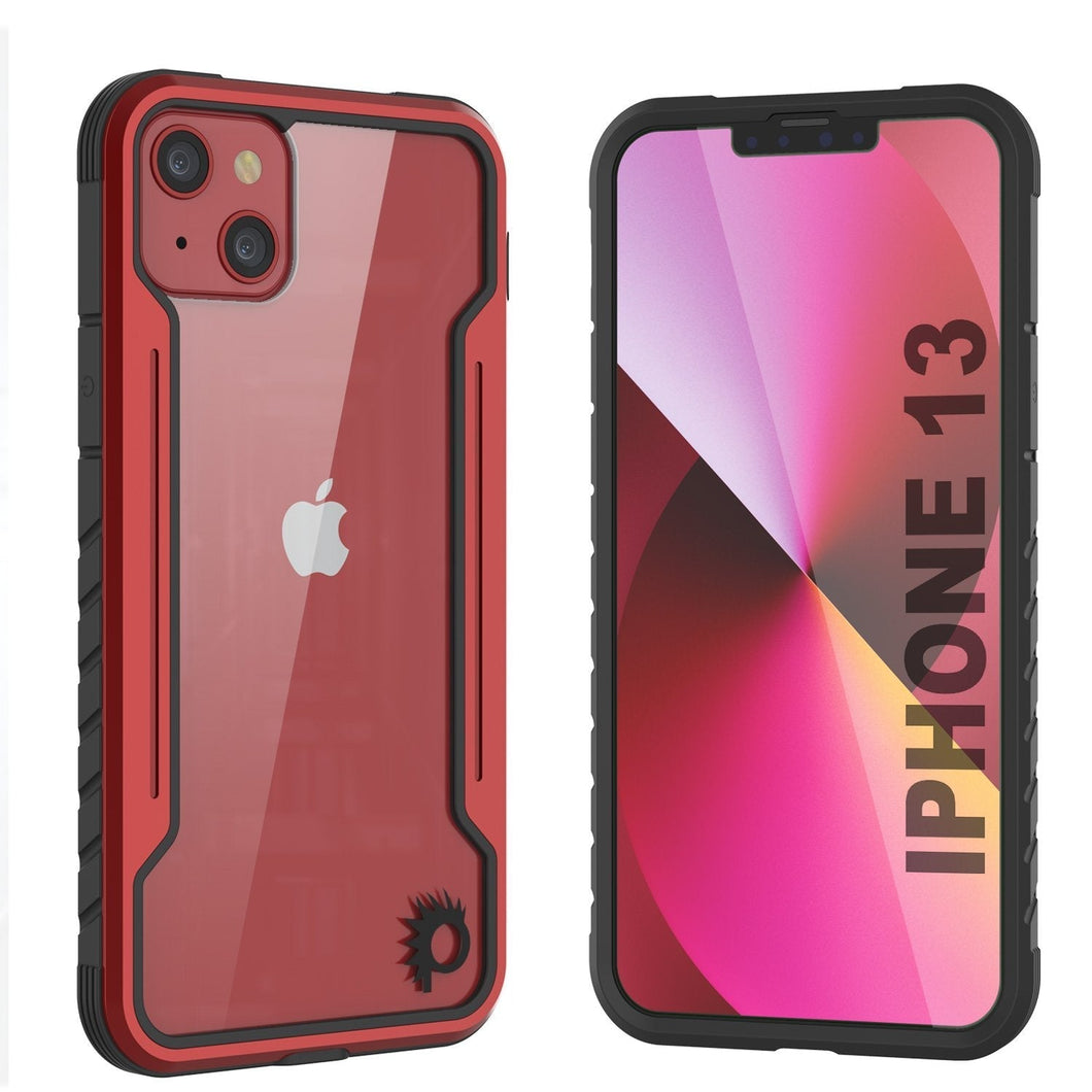 Punkcase iPhone 13 ravenger Case Protective Military Grade Multilayer Cover [Red] (Color in image: Red)