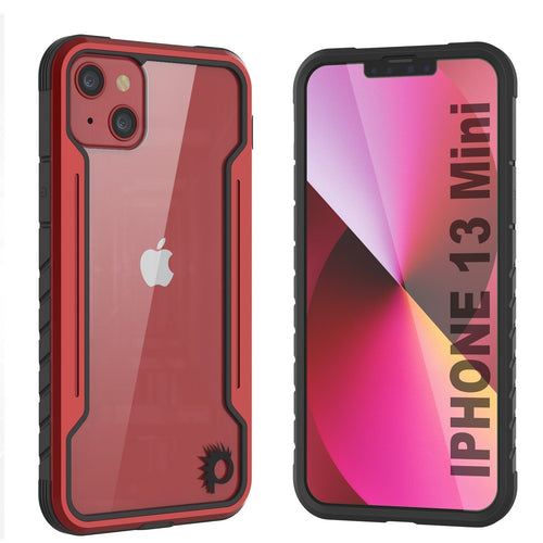 Punkcase iPhone 13 Mini ravenger Case Protective Military Grade Multilayer Cover [Red] (Color in image: Red)