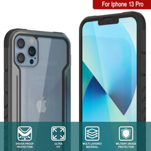 Load image into Gallery viewer, Punkcase iPhone 13 Pro ravenger Case Protective Military Grade Multilayer Cover [Grey-Black] (Color in image: Black)
