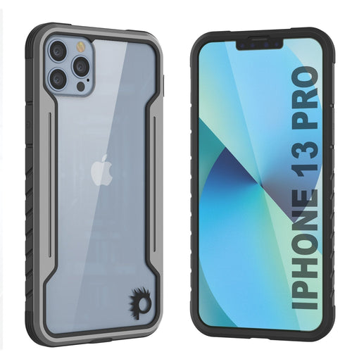 Punkcase iPhone 13 Pro ravenger Case Protective Military Grade Multilayer Cover [Grey-Black] (Color in image: Grey-Black)