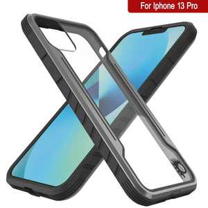 Coque de défense Punkcase Ravenger MAG pour iPhone 14 Pro, étui de protection militaire de qualité supérieure à plusieurs couches [Gris-Noir]