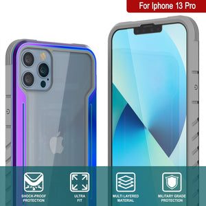 Punkcase iPhone 13 Pro ravenger Case Protective Military Grade Multilayer Cover [Rainbow] (Color in image: Black)