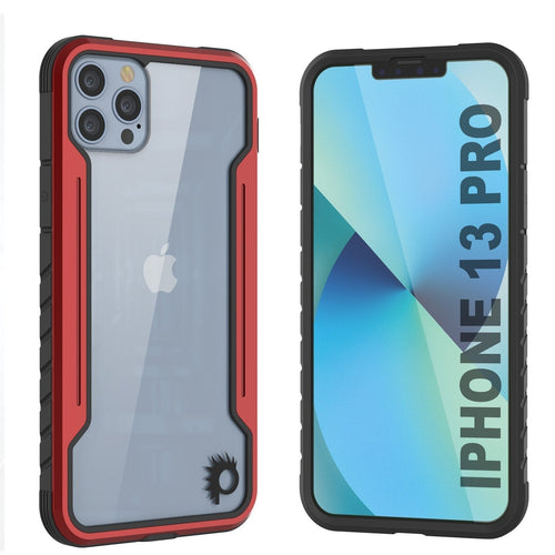 Punkcase iPhone 13 Pro ravenger Case Protective Military Grade Multilayer Cover [Red] (Color in image: Red)