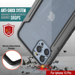 Coque de défense Punkcase Ravenger MAG pour iPhone 14 Pro, étui de protection militaire de qualité supérieure à plusieurs couches [Gris-Noir]