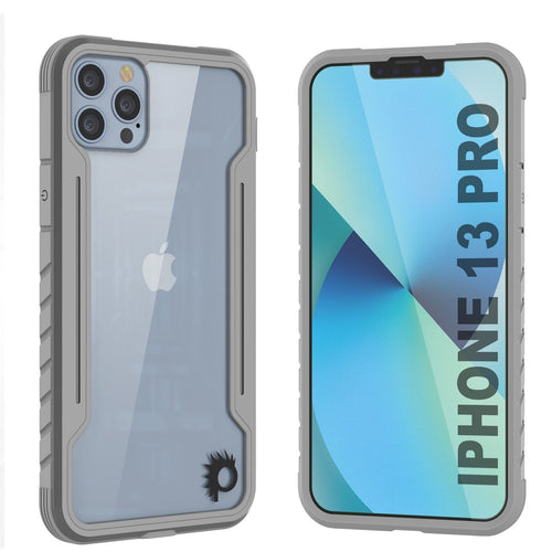 Punkcase iPhone 13 Pro ravenger Case Protective Military Grade Multilayer Cover [Grey] (Color in image: Grey)