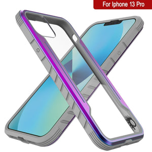 Punkcase iPhone 13 Pro ravenger Case Protective Military Grade Multilayer Cover [Rainbow] (Color in image: Grey)