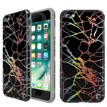 Charger l&#39;image dans la galerie, Punkcase iPhone SE (4.7&quot;) Marble Case, Protective Full Body Cover W/9H Tempered Glass Screen Protector (Black Mirage) (Color in image: Black Mirage)
