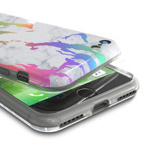 Charger l&#39;image dans la galerie, Punkcase iPhone 8 / 7 Marble Case, Protective Full Body Cover W/9H Tempered Glass Screen Protector (Blanco Marmo) (Color in image: Blue Marmo)
