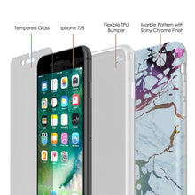 Charger l&#39;image dans la galerie, Punkcase iPhone 8 / 7 Marble Case, Protective Full Body Cover W/9H Tempered Glass Screen Protector (Blue Marmo) (Color in image: Rose Mirage)
