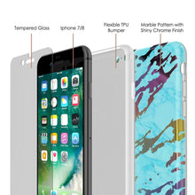 Charger l&#39;image dans la galerie, Punkcase iPhone SE (4.7&quot;) Marble Case, Protective Full Body Cover W/9H Tempered Glass Screen Protector (Teal Onyx) (Color in image: Blanco Marmo)
