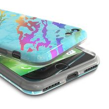 Charger l&#39;image dans la galerie, Punkcase iPhone SE (4.7&quot;) Marble Case, Protective Full Body Cover W/9H Tempered Glass Screen Protector (Teal Onyx) (Color in image: Black Mirage)
