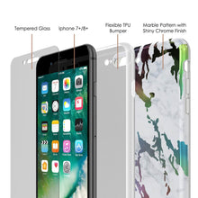 Load image into Gallery viewer, Punkcase iPhone 8+ / 7+ Plus Marble Case, Protective Full Body Cover W/9H Tempered Glass Screen Protector (Blanco Marmo) (Color in image: Teal Onyx)
