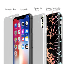 Load image into Gallery viewer, Punkcase iPhone X Marble Case, Protective Full Body Cover W/9H Tempered Glass Screen Protector (Black Mirage) (Color in image: Blue Marmo)
