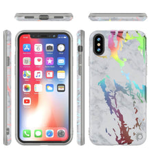 Load image into Gallery viewer, Punkcase iPhone X Marble Case, Protective Full Body Cover W/9H Tempered Glass Screen Protector (Blanco Marmo) (Color in image: Blue Marmo)
