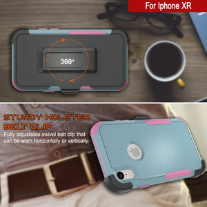 Punkcase for iPhone XR Belt Clip Multilayer Holster Case [Patron Series] [Mint-Pink] 