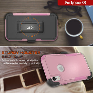 Punkcase for iPhone XR Belt Clip Multilayer Holster Case [Patron Series] [Pink] 