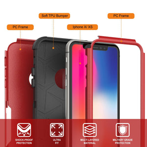 Punkcase for iPhone XS Belt Clip Multilayer Holster Case [Patron Series] [Red-Black] (Color in image: Navy)
