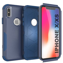 Load image into Gallery viewer, Punkcase for iPhone X Belt Clip Multilayer Holster Case [Patron Series] [Navy] 
