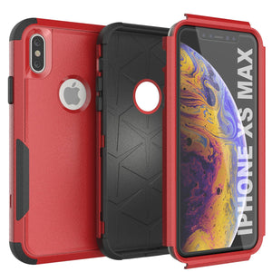 Punkcase for iPhone XS Max Belt Clip Multilayer Holster Case [Patron Series] [Red-Black] 