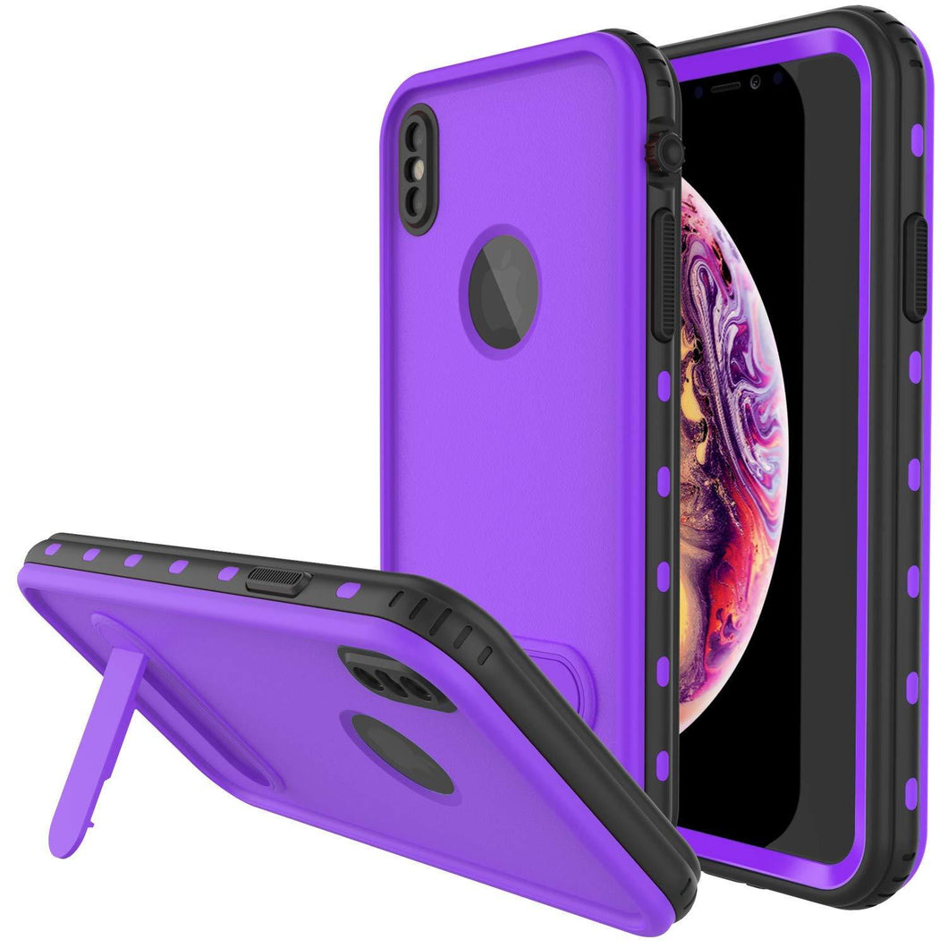 iPhone XS Max Waterproof Case, Punkcase [KickStud Series] Armor Cover [Purple] (Color in image: Purple)
