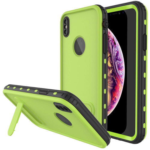 iPhone XS Waterproof Case, Punkcase [KickStud Series] Armor Cover [Green] (Color in image: Green)
