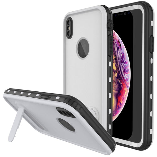 iPhone XS Waterproof Case, Punkcase [KickStud Series] Armor Cover [White] (Color in image: White)