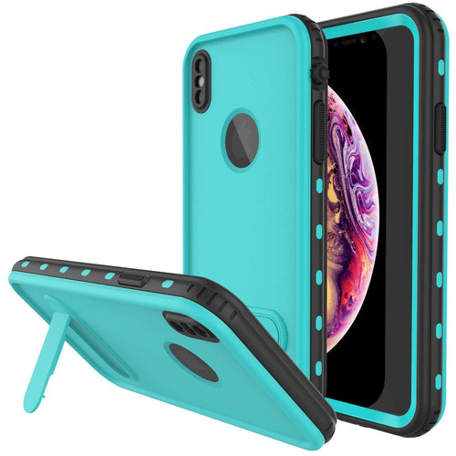 iPhone XS Waterproof Case, Punkcase [KickStud Series] Armor Cover [Teal] (Color in image: Teal)