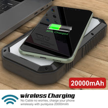 Load image into Gallery viewer, PunkCase Solar Wireless PowerBank 20000mah Battery Pack for iPhone X/XS/Max/XR / 11/10, iPad, Samsung Galaxy S10 / S9 and Many More [Black] 
