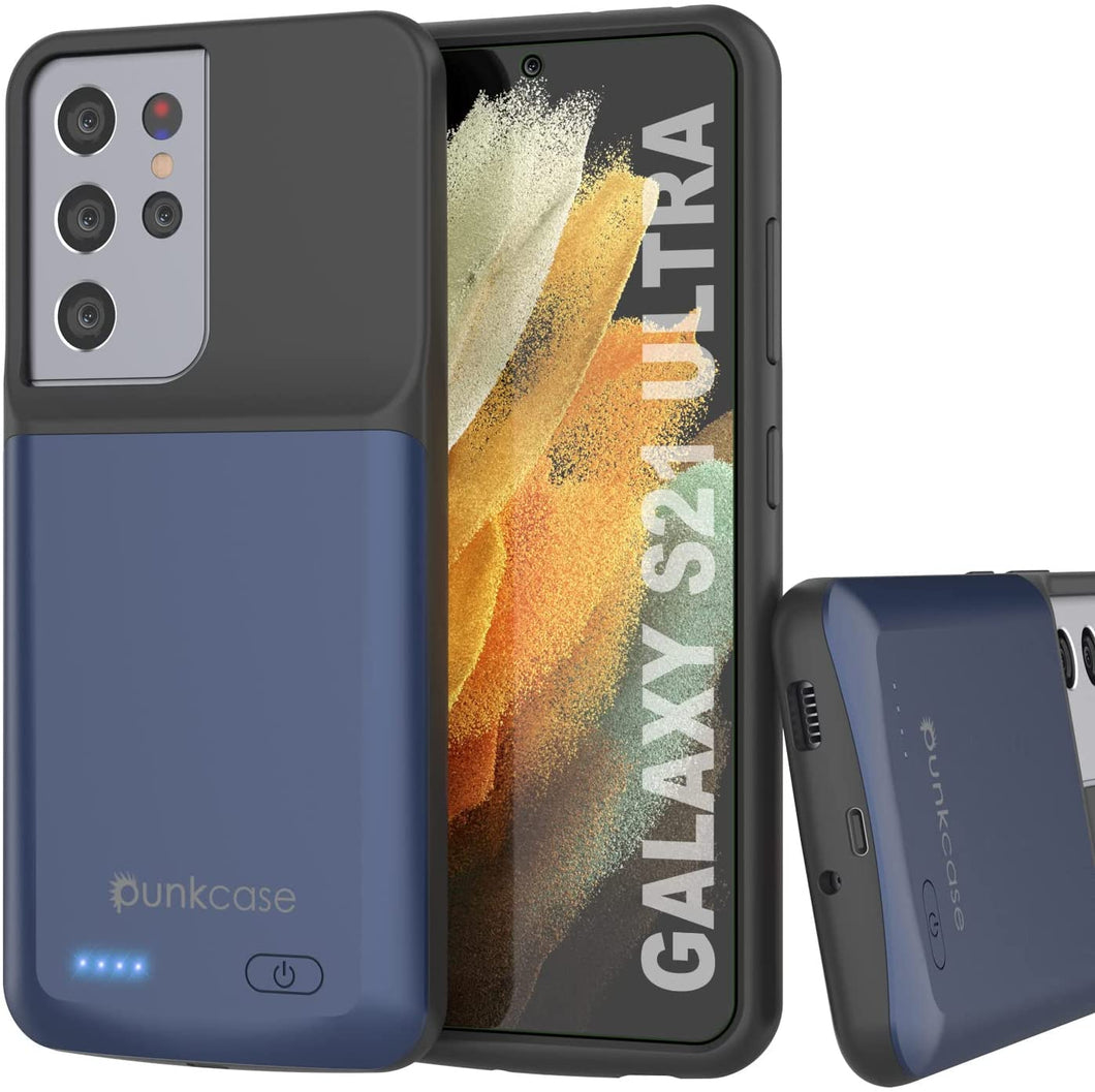 PunkJuice S21 Ultra Battery Case Blue - Portable Charging Power Juice Bank with 4700mAh (Color in image: Blue)