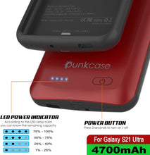 Charger l&#39;image dans la galerie, PunkJuice S21 Ultra Battery Case Red - Portable Charging Power Juice Bank with 4700mAh (Color in image: Black)
